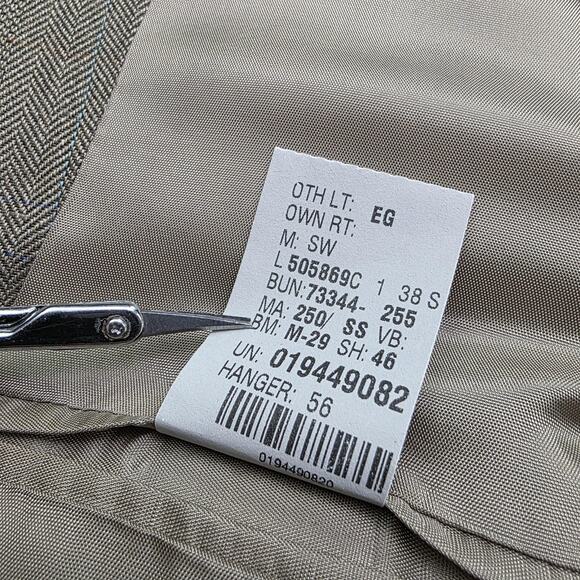 Vintage Chaps Ralph Lauren Blazer Mens 38S Brown Herringbone Wool Silk 3 Button - Picture 4 of 16